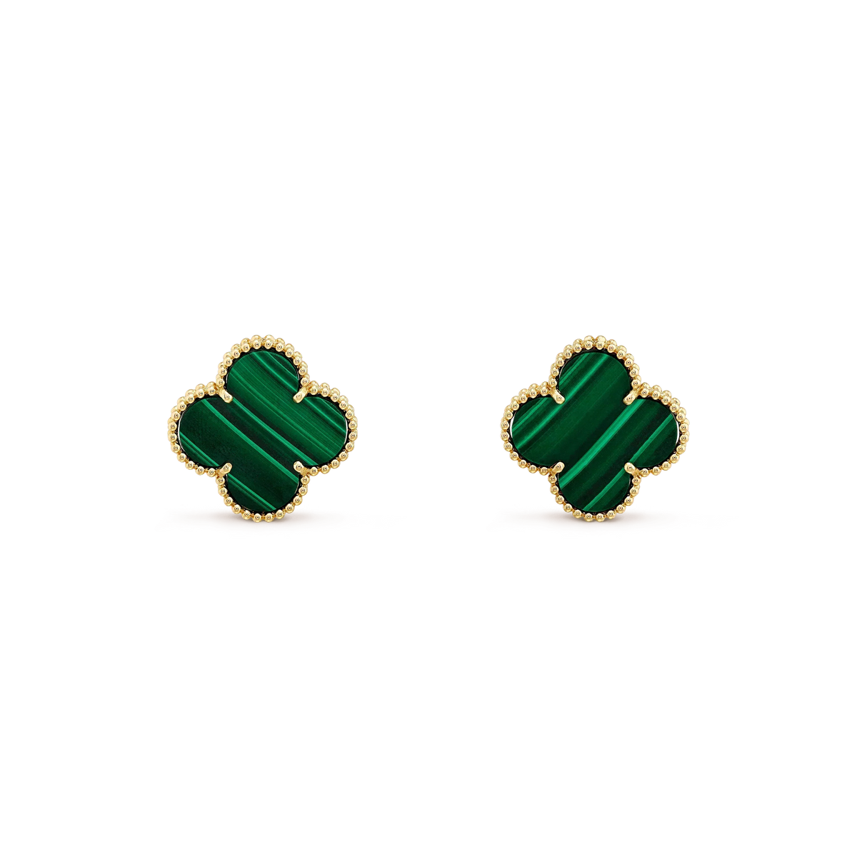 [Love Lucky]CLOVER MINI 9.5MM MALACHITE  EARRINGS