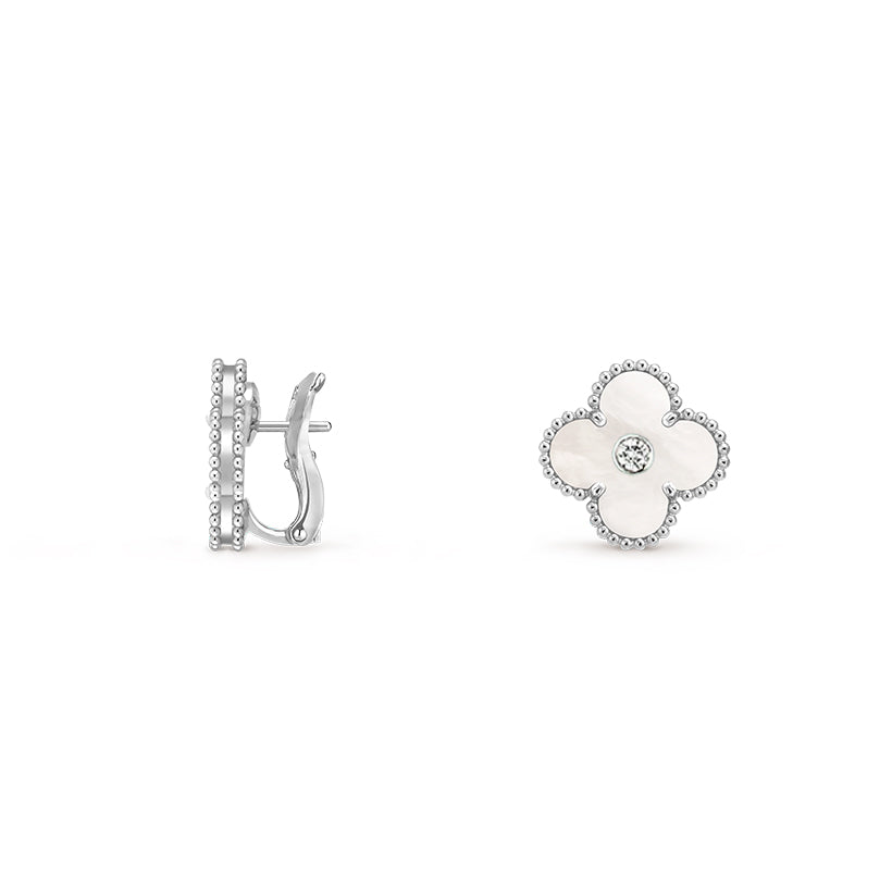 [Love Lucky]CLOVER SILVER 15MM MOP DIAMOND EARRINGS COLLECTION
