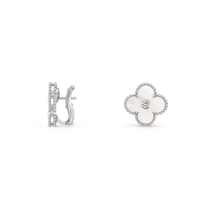 [Love Lucky]CLOVER SILVER 15MM MOP DIAMOND EARRINGS COLLECTION