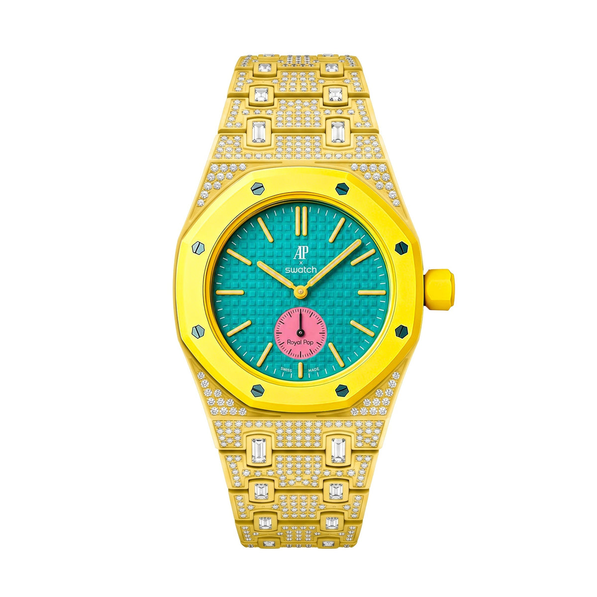 Royal Oak Pop Exclusivo con caja de biocerámica y correa de biocerámica totalmente engastado con diamantes