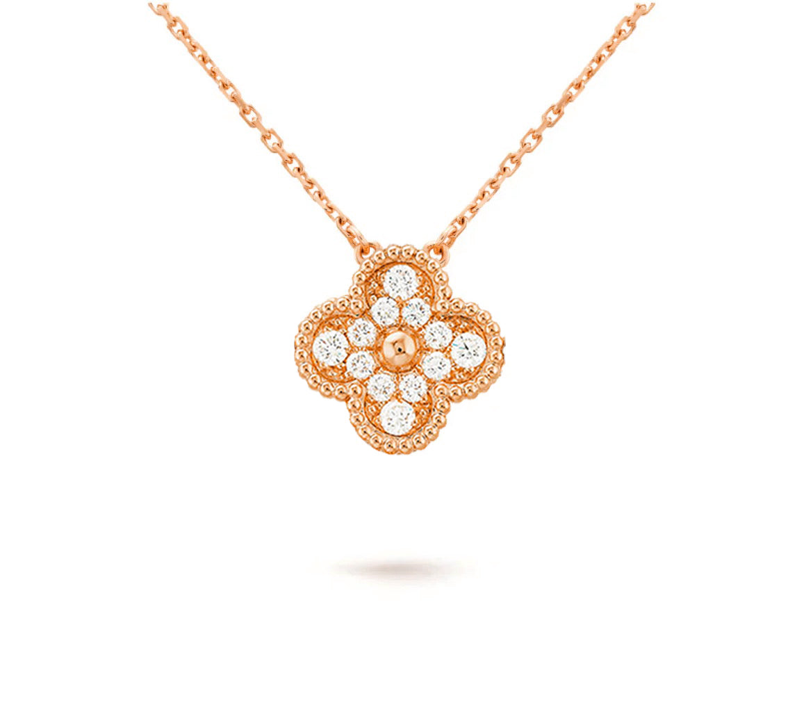 [Love Lucky]CLOVER 15MM DIAMOND SINGLE FLOWER NECKLACE COLLECTION