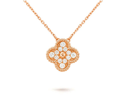 [Love Lucky]CLOVER 15MM DIAMOND SINGLE FLOWER NECKLACE COLLECTION
