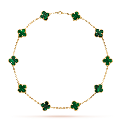 [Love Lucky]CLOVER 10 MOTIFS MALACHITE NECKLACE