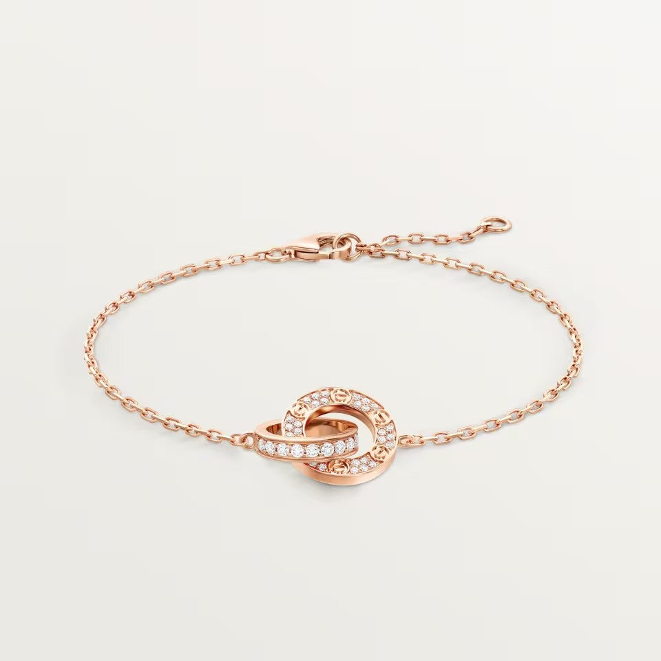 [Love Lucky]LOVE DOUBLE RING FULL DIAMOND BRACELET