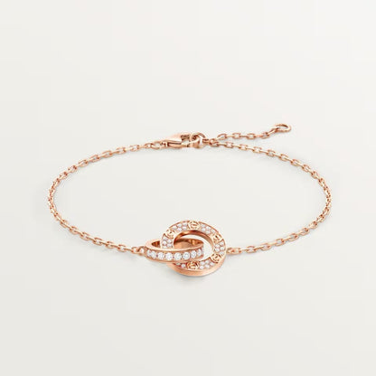 [Love Lucky]LOVE DOUBLE RING FULL DIAMOND BRACELET