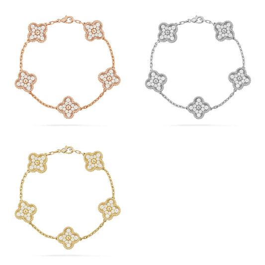 [Love Lucky] CLOVER 5 MOTIF FULL DIAMOND BRACELET COLLECTION