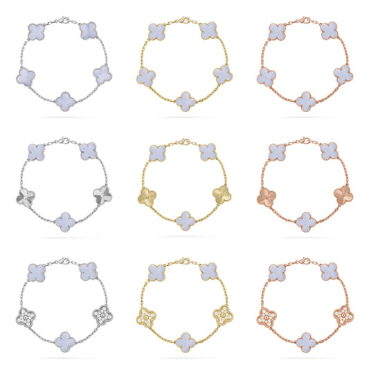 [Love Lucky] CLOVER 5 MOTIF PURPLE CHALCEDONY BRACELET COLLECTION