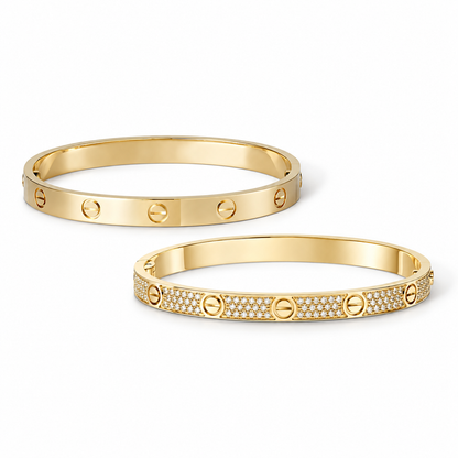 [LoveLucky] LOVE  Classic & Diamond-Paved Bracelet Stack Set