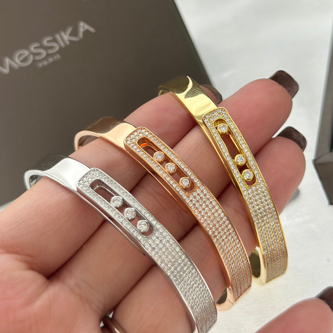 [Love Lucky]Move Noa Rose Gold Pavé Diamond Bangle Bracelet