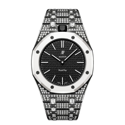 Royal Oak Pop Exclusivo con caja de biocerámica y correa de biocerámica totalmente engastado con diamantes