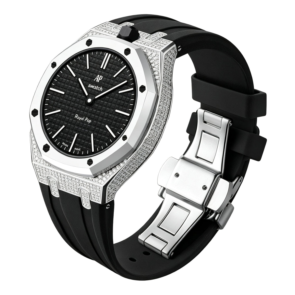 Royal Oak Pop exclusivo con caja de acero, diamantes (moissanita) y correa de silicona