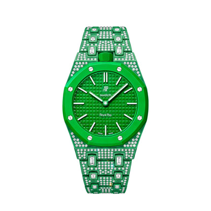 Royal Oak Pop Exclusivo con caja de biocerámica y correa de biocerámica totalmente engastado con diamantes