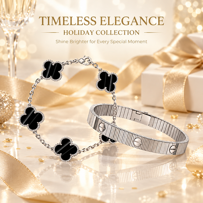 [LoveLucky] Clover 5-Motif & LOVE Unlimited Bracelet Set