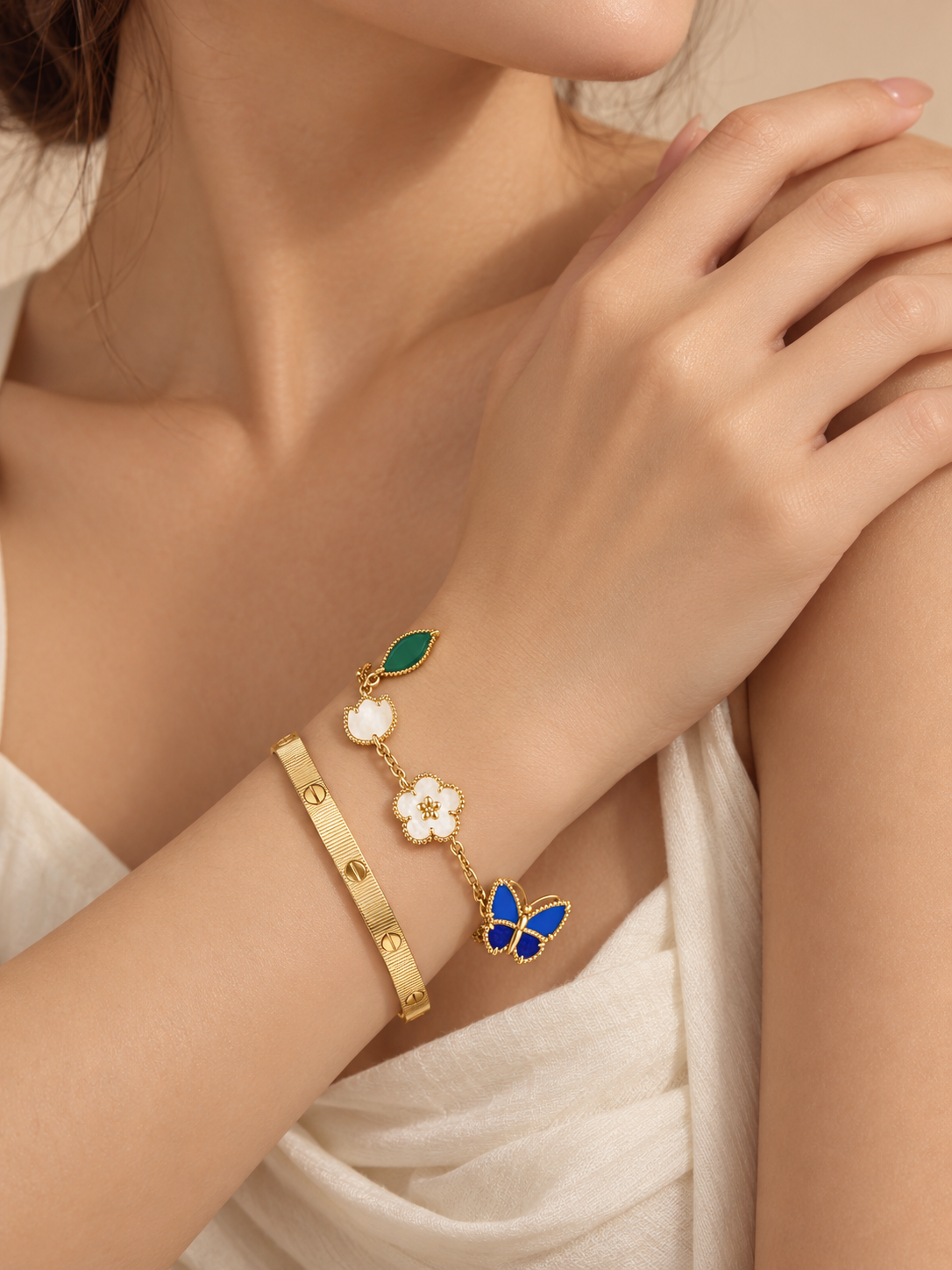 [LoveLucky] Lucky Spring Butterfly 5-Motif & LOVE Unlimited Bracelet Stack Set