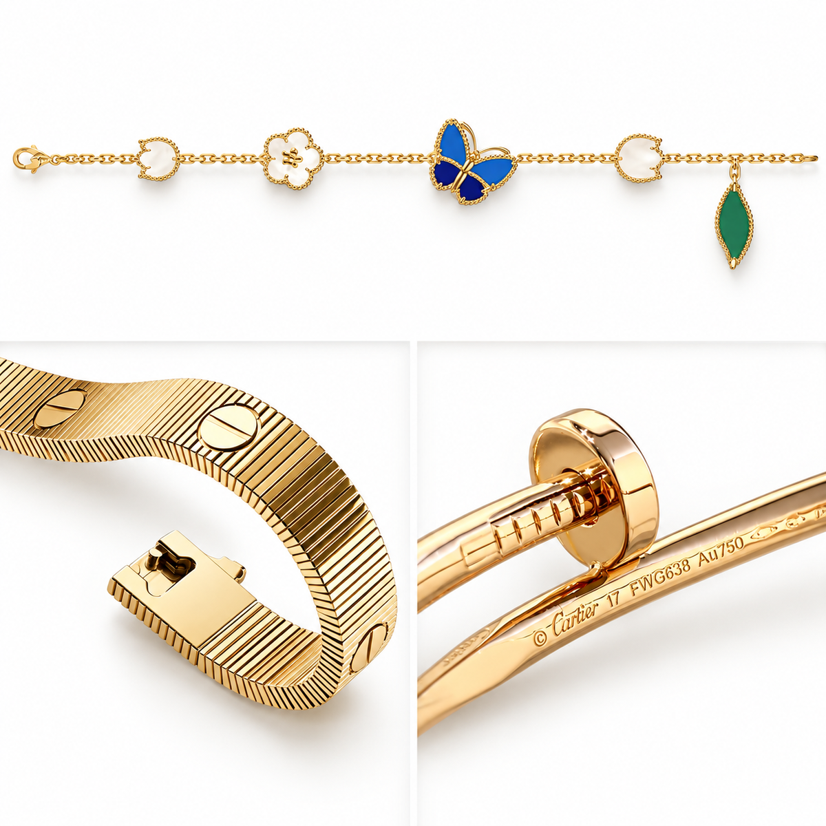[LoveLucky]Clover Lucky Spring & Love & Juste Garden 3-Piece  Bracelet Stack Set