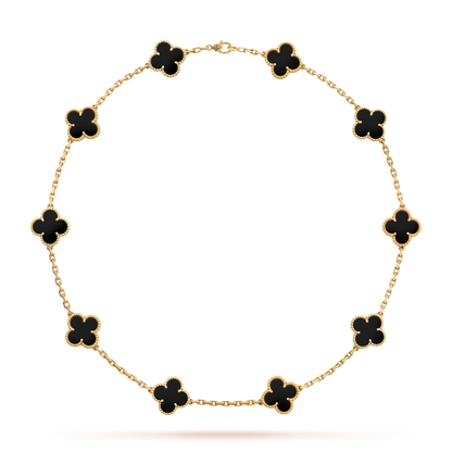 [Love Lucky]CLOVER 10 MOTIFS ONYX NECKLACE
