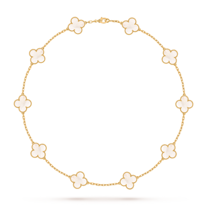 [Love Lucky]CLOVER 10 MOTIFS PINK MOP NECKLACE
