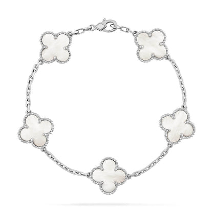 [Love Lucky]CLOVER WHITE PEARL MOP 5 MOTIF BRACELET COLLECTION