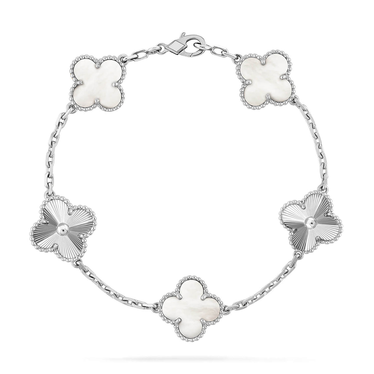 [Love Lucky]CLOVER WHITE PEARL MOP 5 MOTIF BRACELET COLLECTION