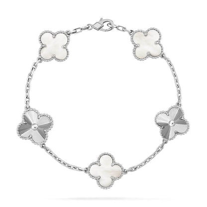 [Love Lucky]CLOVER WHITE PEARL MOP 5 MOTIF BRACELET COLLECTION