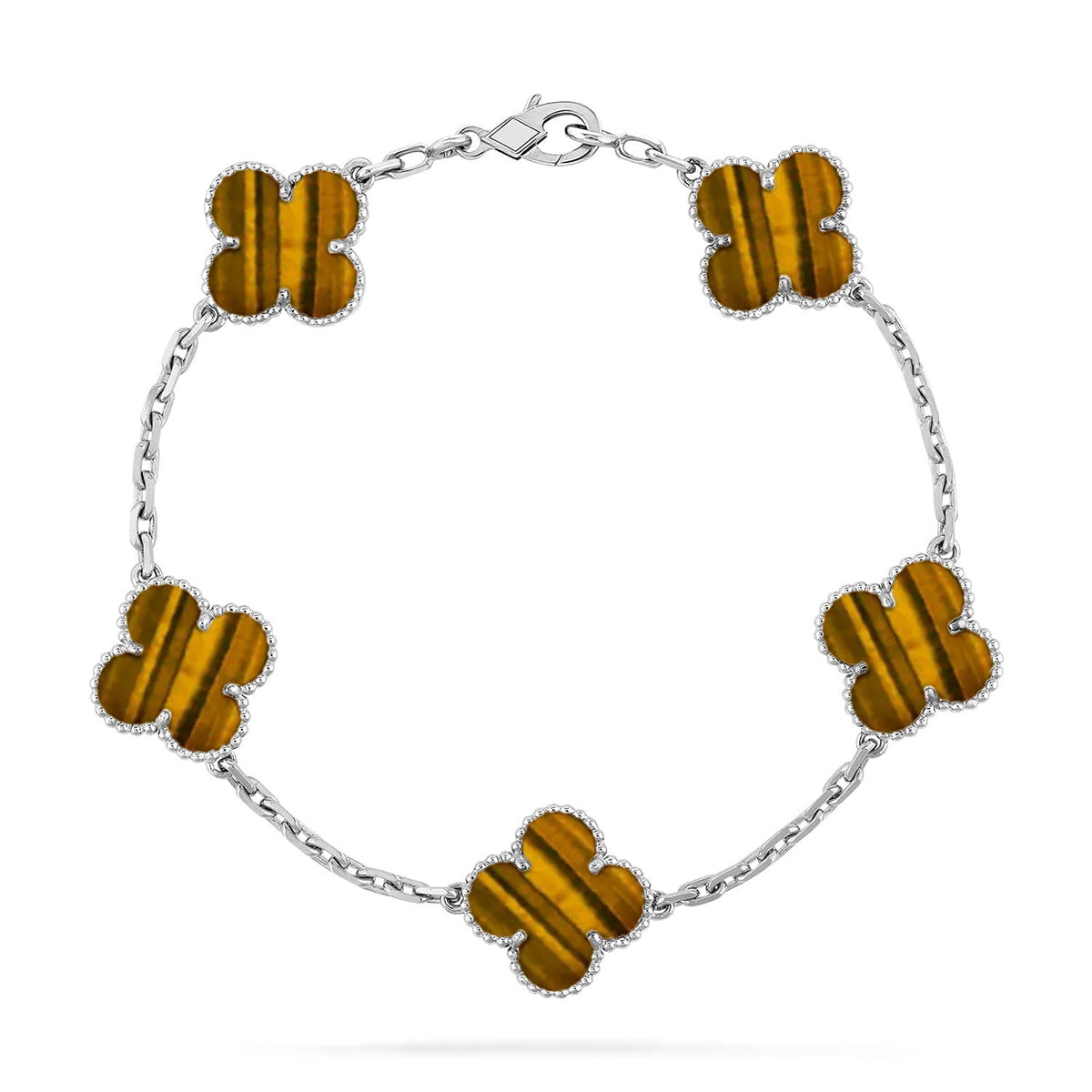 [Love Lucky] CLOVER 5 MOTIFS TIGER EYE BRACELET COLLECTION