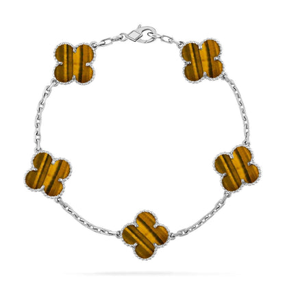 [Love Lucky] CLOVER 5 MOTIFS TIGER EYE BRACELET COLLECTION