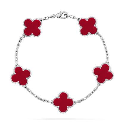 [Love Lucky] CLOVER 5 MOTIF RED CORNELIAN BRACELET COLLECTION
