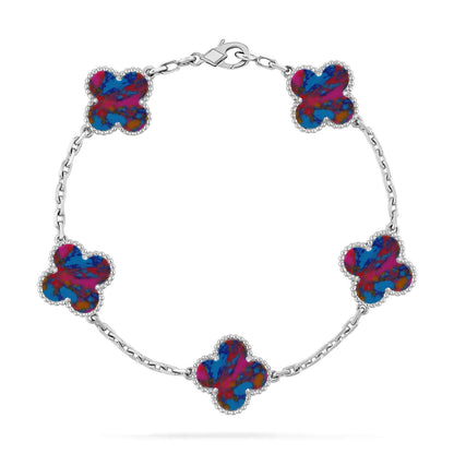 [Love Lucky]CLOVER 5 MOTIF COLOR GEMSTONES BRACELET COLLECTION