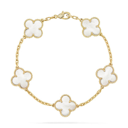 [Love Lucky]CLOVER WHITE PEARL MOP 5 MOTIF BRACELET COLLECTION