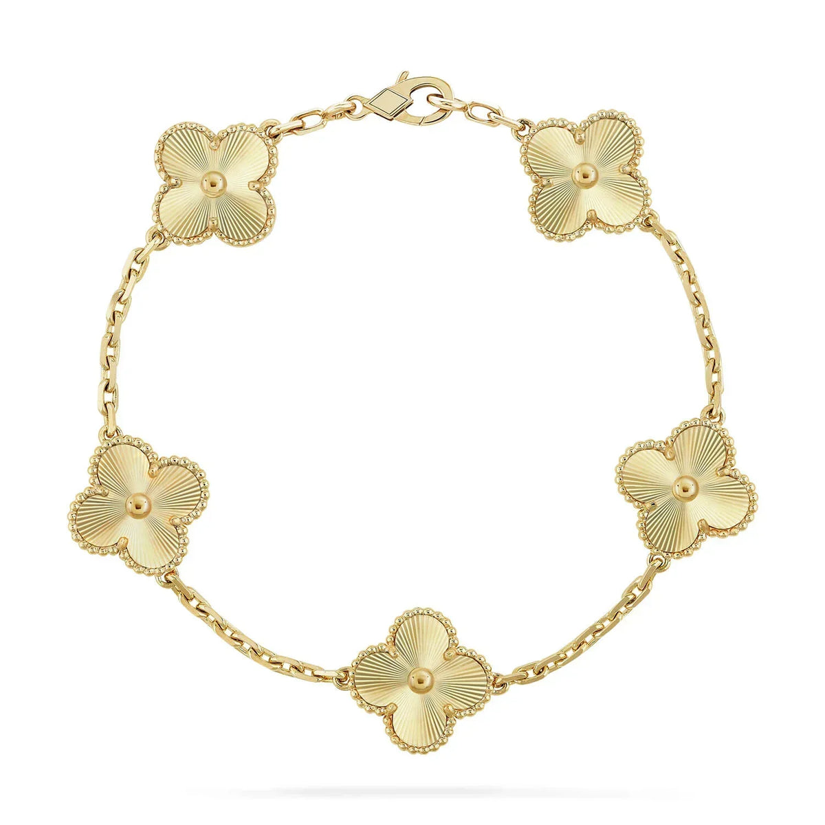 [LoveLucky]Clover Laser  Pulsar Stone 5-Motif & LOVE Diamond-Paved Bracelet Stack Set
