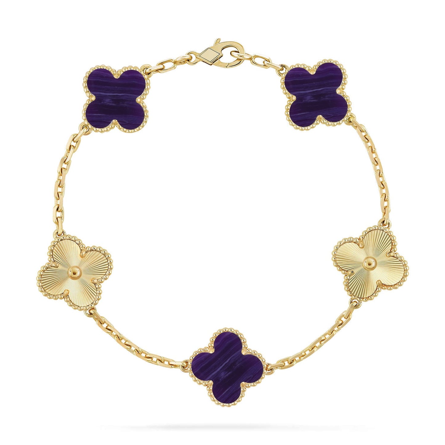 [Love Lucky]CLOVER 5 MOTIF PURPLE STRIPES BRACELET COLLECTION