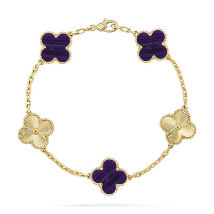 [Love Lucky]CLOVER 5 MOTIF PURPLE STRIPES BRACELET COLLECTION