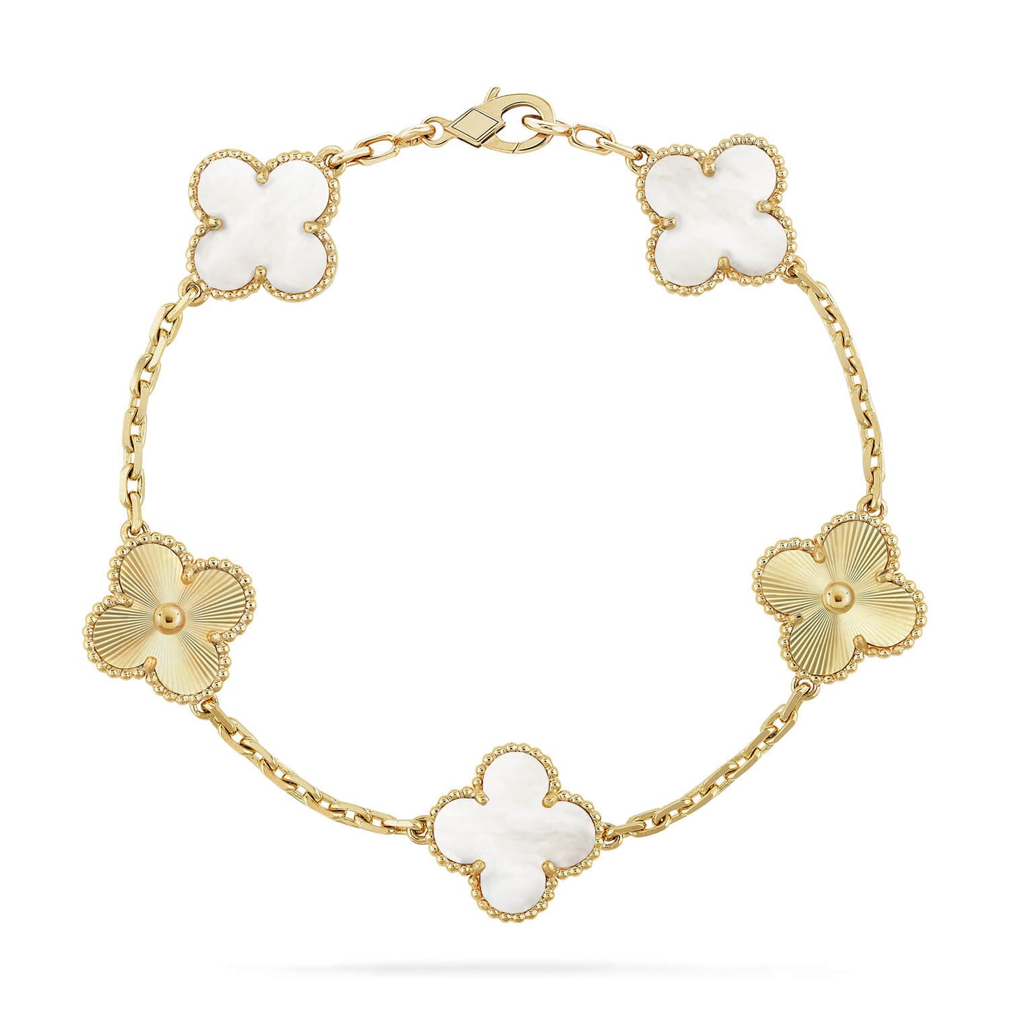 [Love Lucky]CLOVER WHITE PEARL MOP 5 MOTIF BRACELET COLLECTION