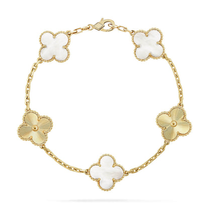 [Love Lucky]CLOVER WHITE PEARL MOP 5 MOTIF BRACELET COLLECTION
