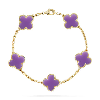 [Love Lucky]CLOVER 5 MOTIF LIGHT PURPLE BRACELET COLLECTION
