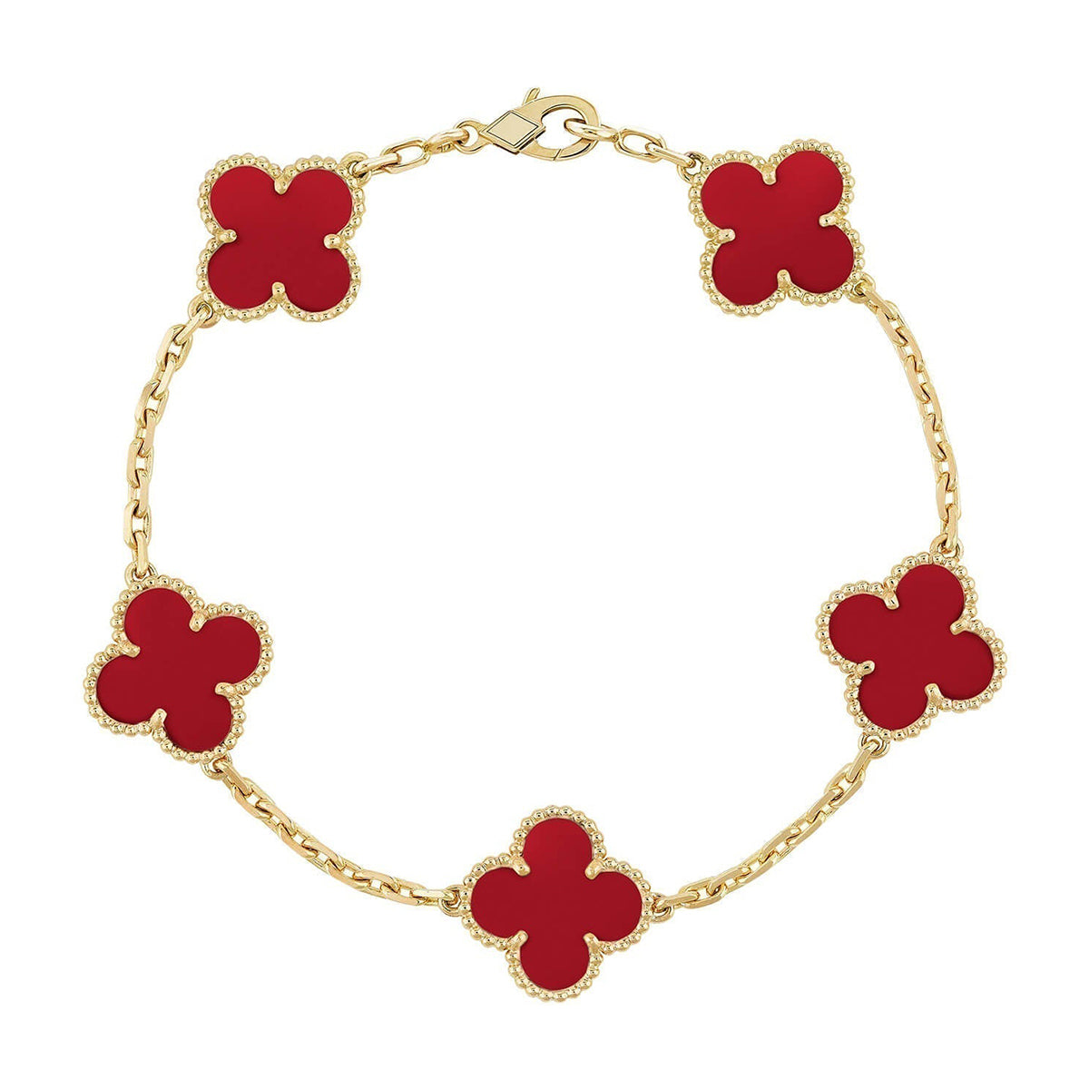 [Love Lucky] CLOVER 5 MOTIF RED CORNELIAN BRACELET COLLECTION