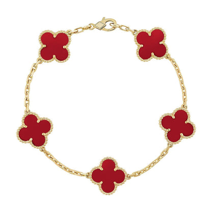 [Love Lucky] CLOVER 5 MOTIF RED CORNELIAN BRACELET COLLECTION