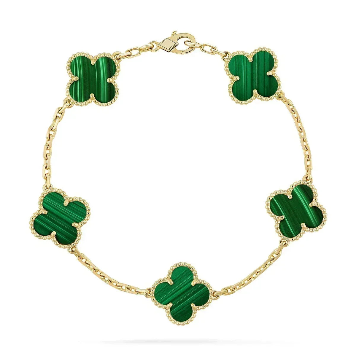 [LoveLucky]Clover 5-Motif Malachite & Pietersite Bracelet Stack Set