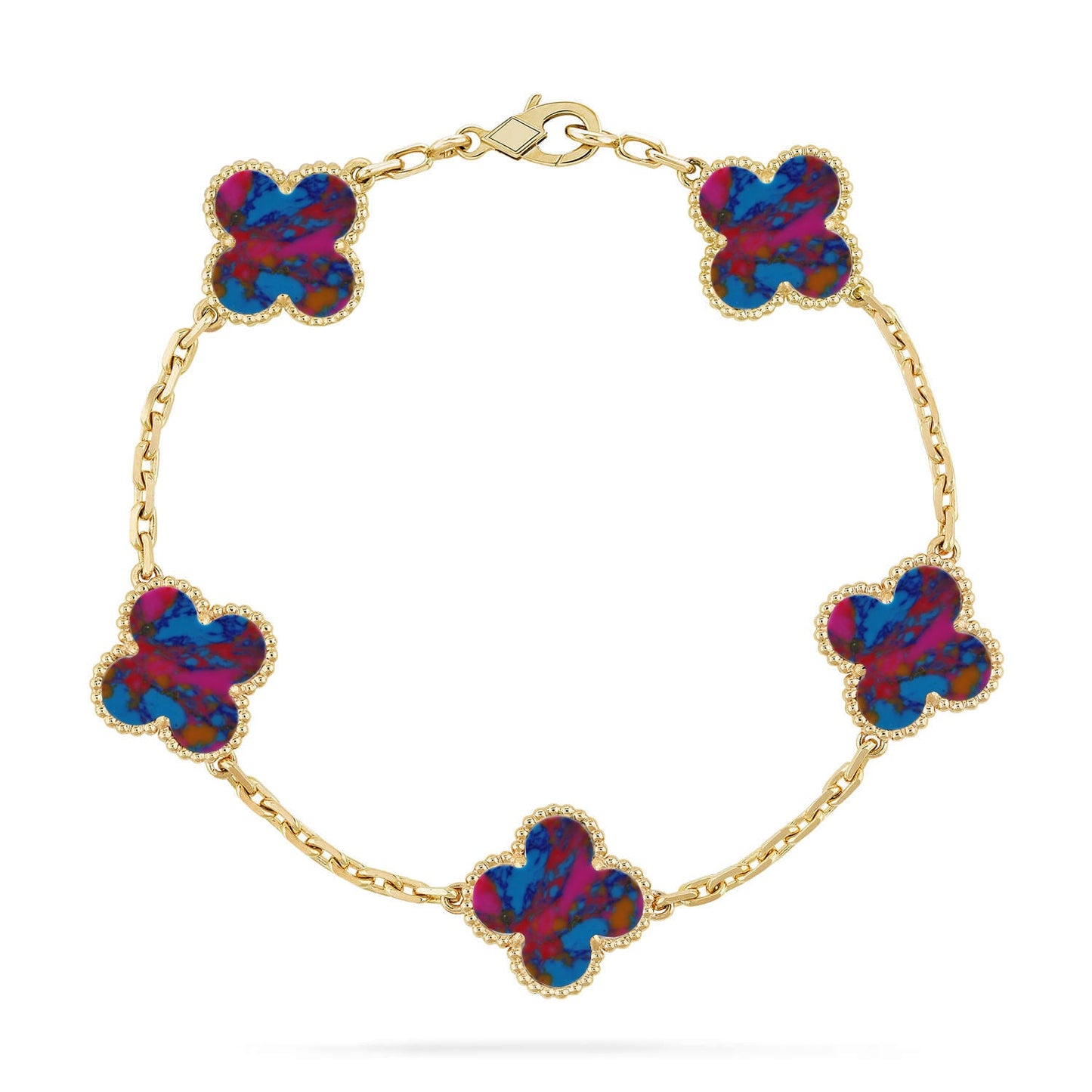 [Love Lucky]CLOVER 5 MOTIF COLOR GEMSTONES BRACELET COLLECTION