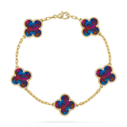 [Love Lucky]CLOVER 5 MOTIF COLOR GEMSTONES BRACELET COLLECTION
