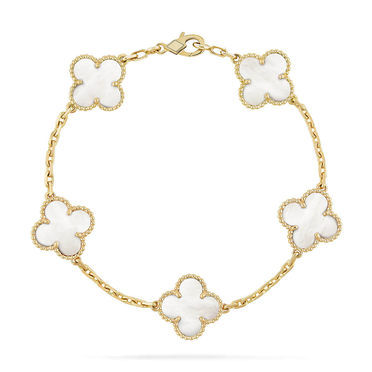 [Love Lucky]CLOVER WHITE PEARL MOP 5 MOTIF BRACELET COLLECTION