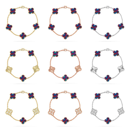 [Love Lucky]CLOVER 5 MOTIF COLOR GEMSTONES BRACELET COLLECTION
