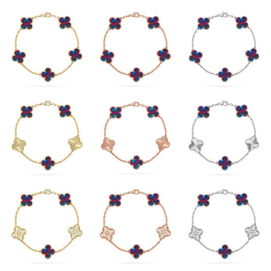 [Love Lucky]CLOVER 5 MOTIF COLOR GEMSTONES BRACELET COLLECTION