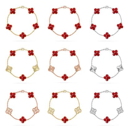 [Love Lucky]CLOVER 5 MOTIF RED PATTERN BRACELET COLLECTION