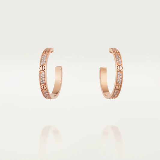 [Love Lucky]LOVE DIAMOND PINK GOLD HOOP EARRINGS
