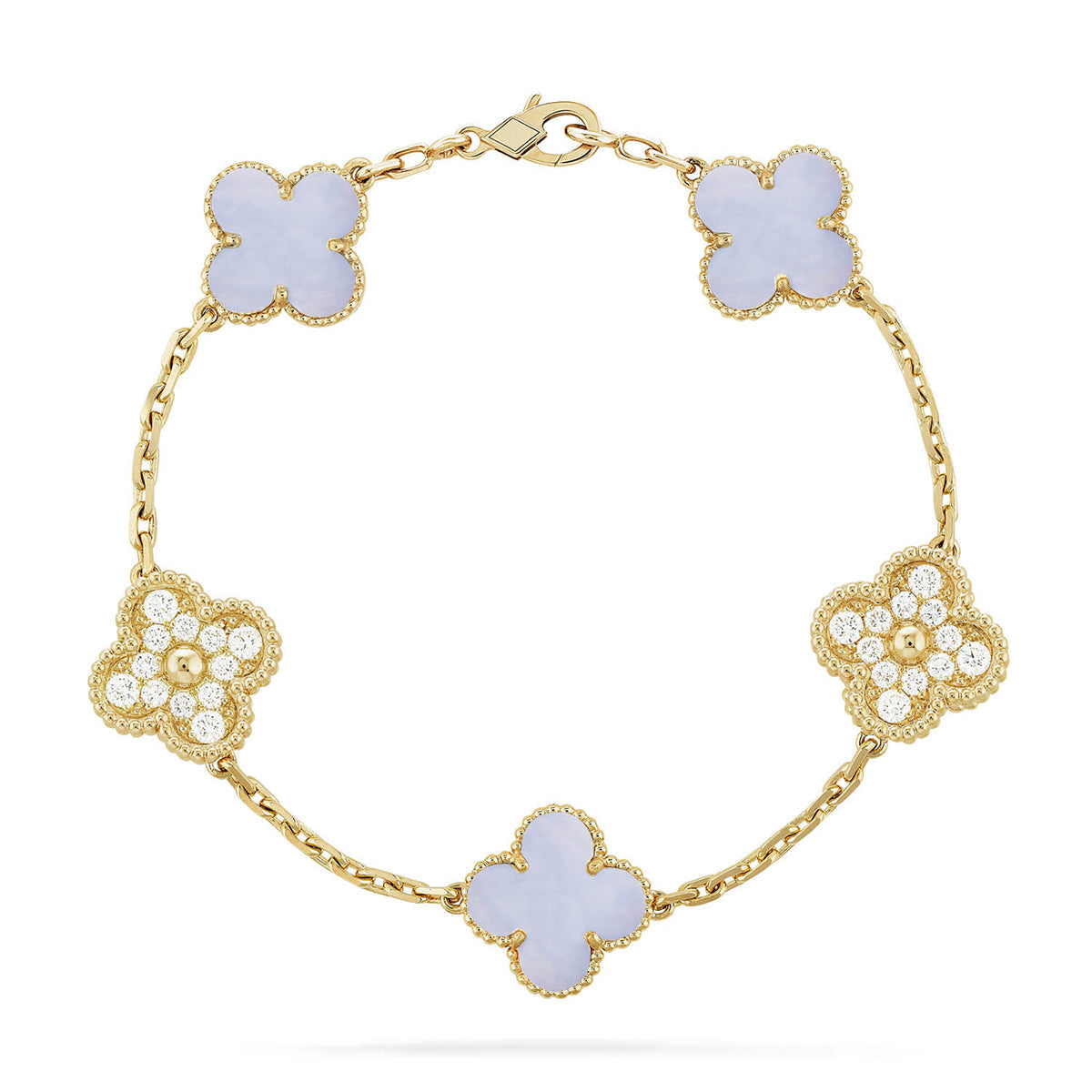 [Love Lucky] CLOVER 5 MOTIF PURPLE CHALCEDONY BRACELET COLLECTION