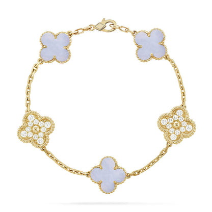 [Love Lucky] CLOVER 5 MOTIF PURPLE CHALCEDONY BRACELET COLLECTION