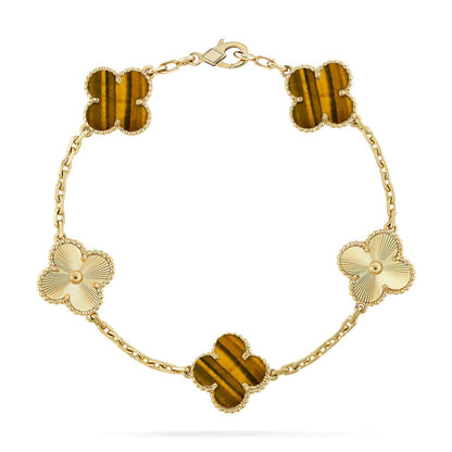 [Love Lucky] CLOVER 5 MOTIFS TIGER EYE BRACELET COLLECTION