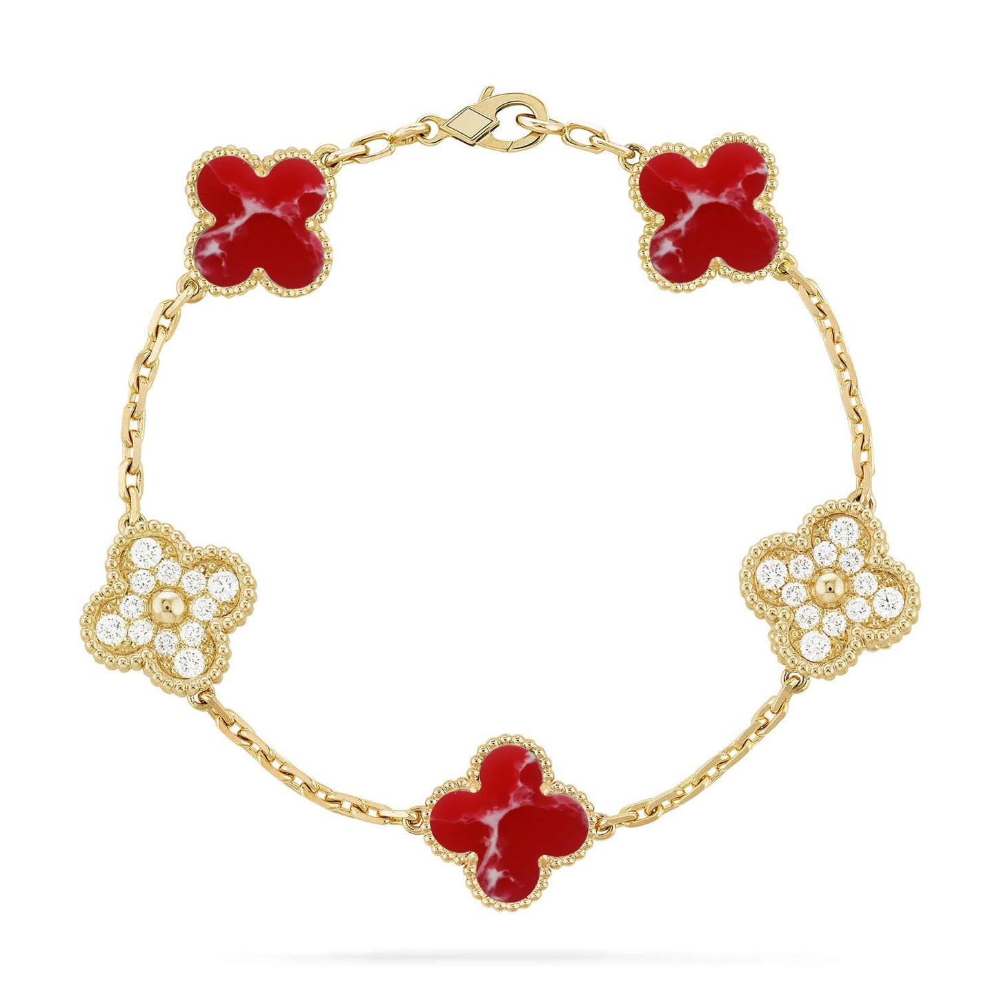 [Love Lucky]CLOVER 5 MOTIF RED PATTERN BRACELET COLLECTION