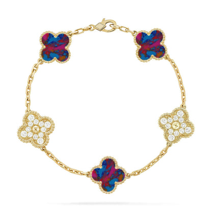 [Love Lucky]CLOVER 5 MOTIF COLOR GEMSTONES BRACELET COLLECTION